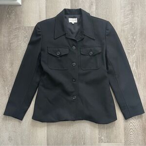 Vintage Henri Bendel Wool Blazer Jacket Black Pockets